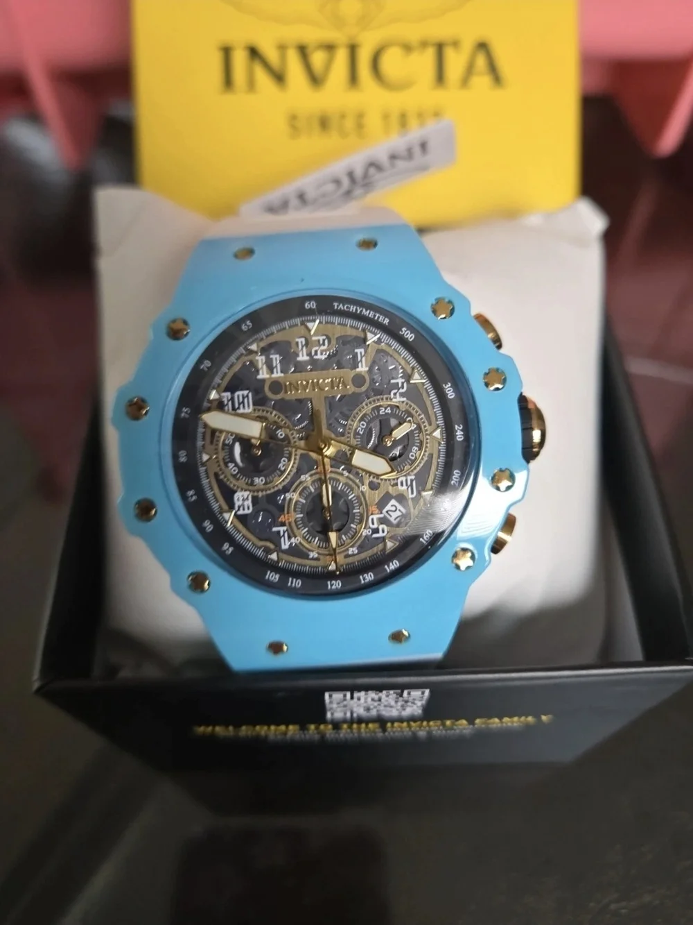 69652 Invicta Racing Vaulthan White/Blue Unisex Skeleton Dial Watch Collector